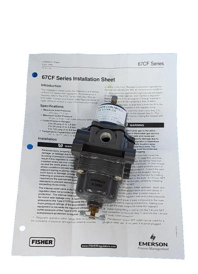 Used NIB FISHER CONTROLS 67CFR-225 PRESSURE REGULATOR SIZE: 1/4'' NPT