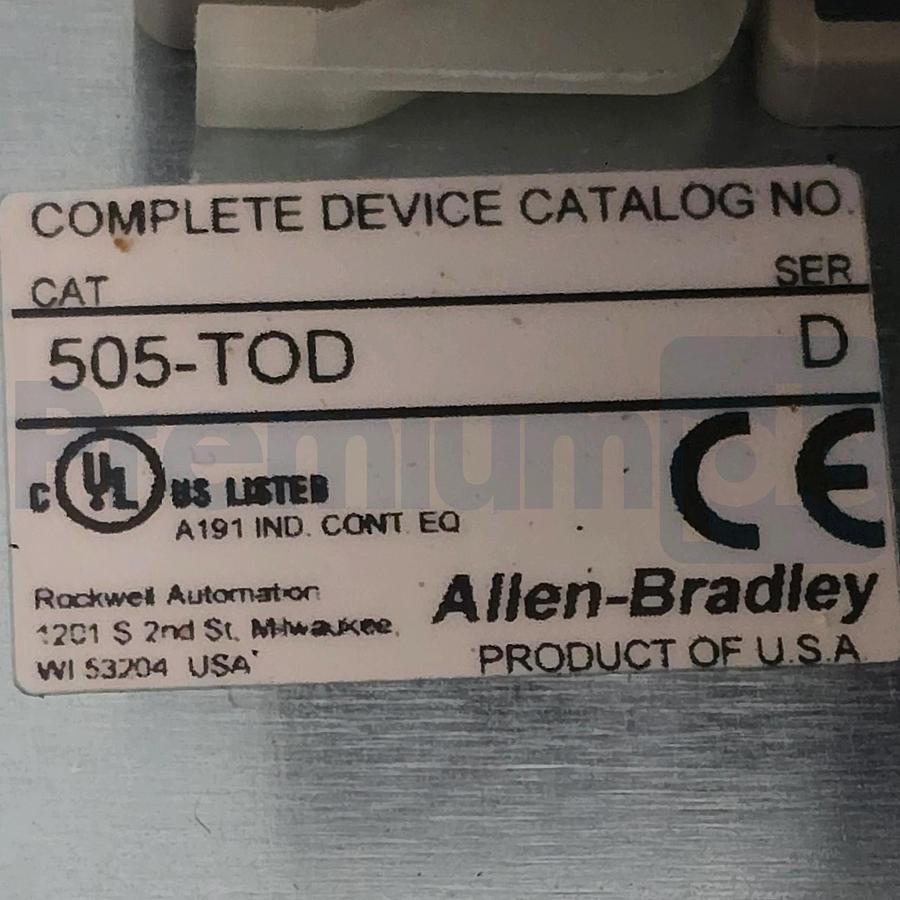 Allen-Bradley 505-TOD /D Full Voltage Reversing Starter NEMA Size 00 110-120V