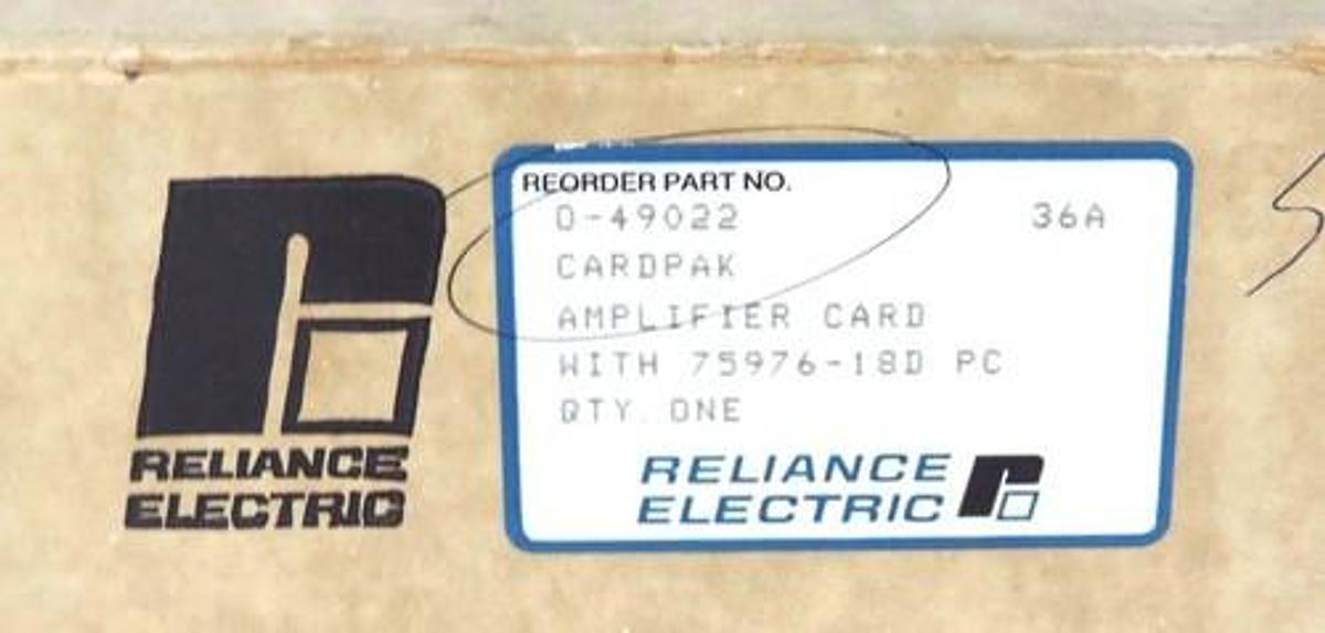 Used NIB RELIANCE ELECTRIC 0-49022 CARDPAK AMPLIFIER CARD W/ 75976-18D PC 049022