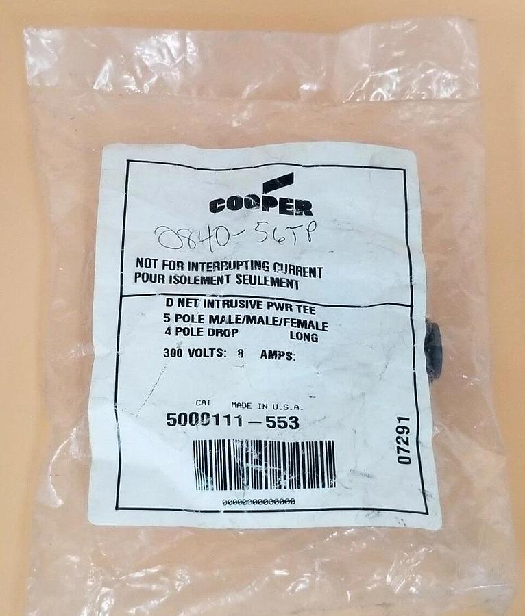 Used NEW COOPER 5000111-553 D-NET INTRUSIVE POWER TEE, 300V, 8A, 5000111553