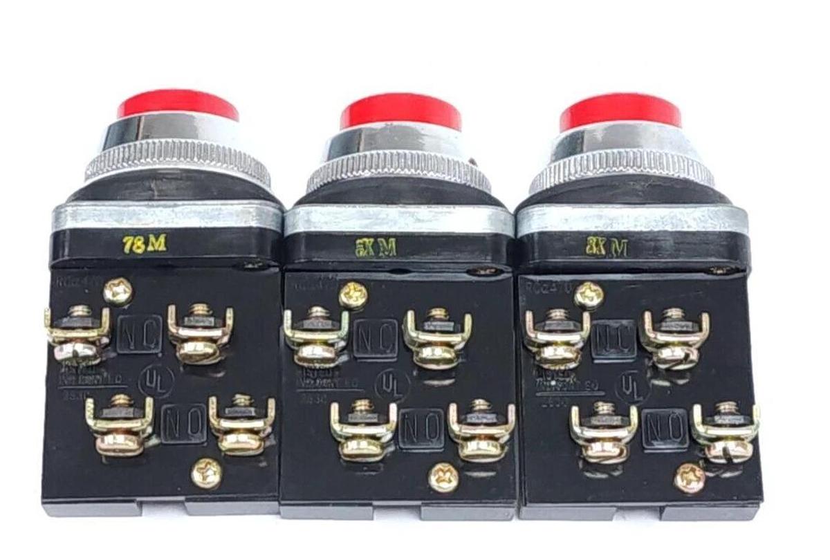 Used LOT OF 3 FUJI ELECTRIC 70C-IA / 70CIA RED PUSH BUTTON CONTACT BLOCKS 600V