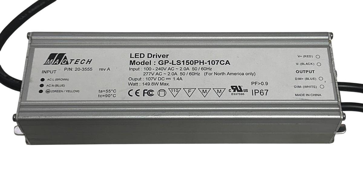 Used MAGTECH GP-LS150PH-107CA / GPLS150PH107CA LED DRIVER 100-240VAC 2A 20-3555 NSNP