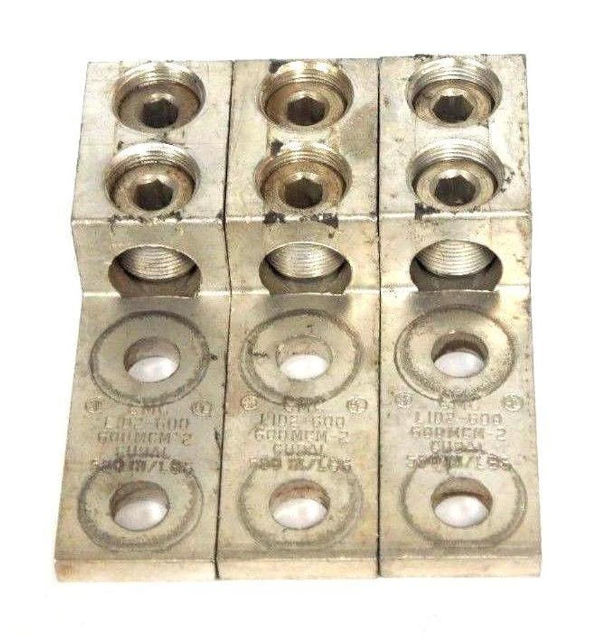 Used LOT OF 3 CMC CLEVELAND MOTION CONTROL LID2-600 LUGS 600MCM-6, CU9AL, 550 IN/LBS