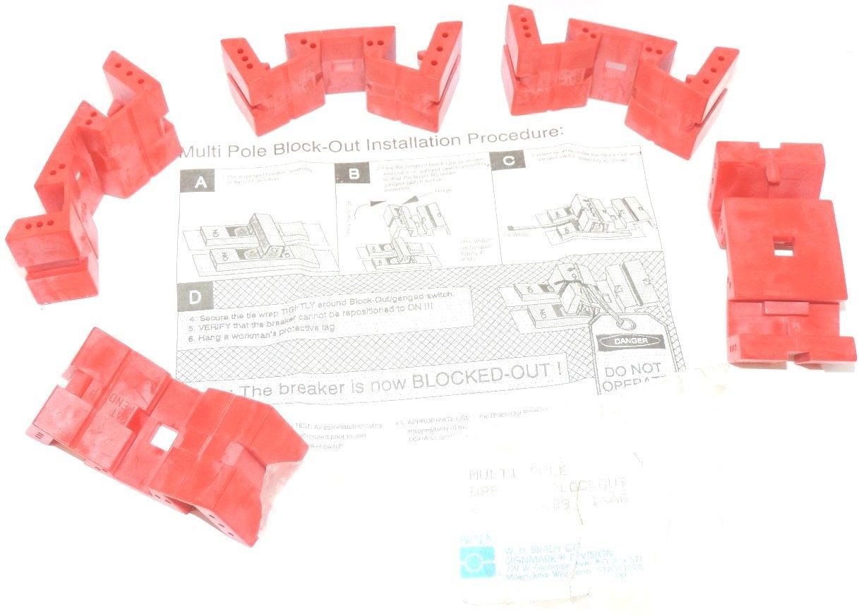 Used LOT OF 5 NEW BRADY 65689 MULTI POLE CIRCUIT BREAKER BLOCKOUTS