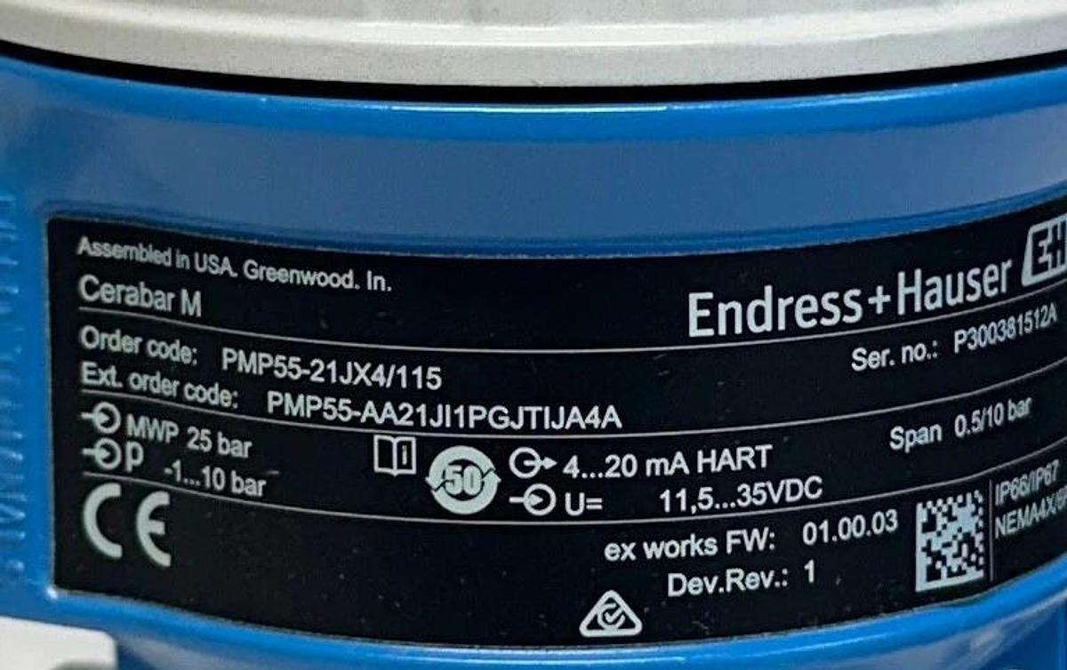 ENDRESS+HAUSER PMP55-21JX4/115 / 71086210 Cerabar M TRANSMITTER 71316567 NSMP