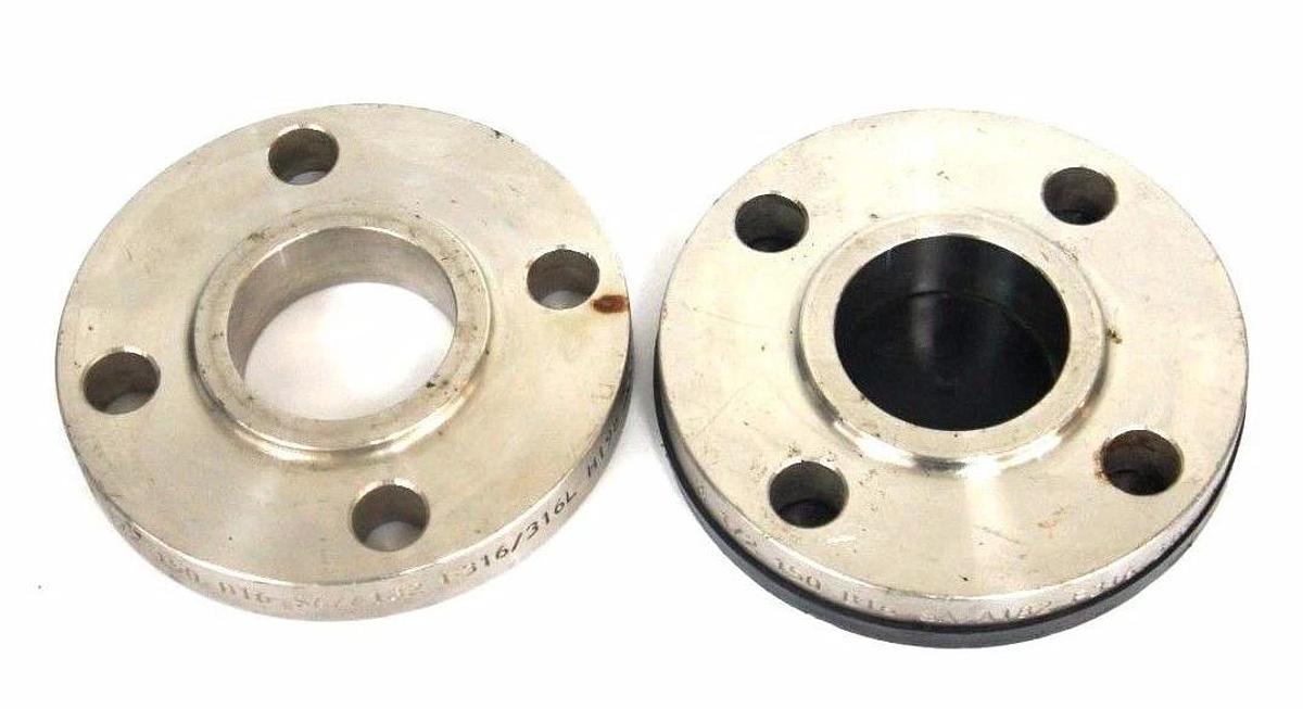 Used LOT OF 2 STAINLESS STEEL 1-1/2" FLANGES 150 B16 SA/A182 F316/316L H198
