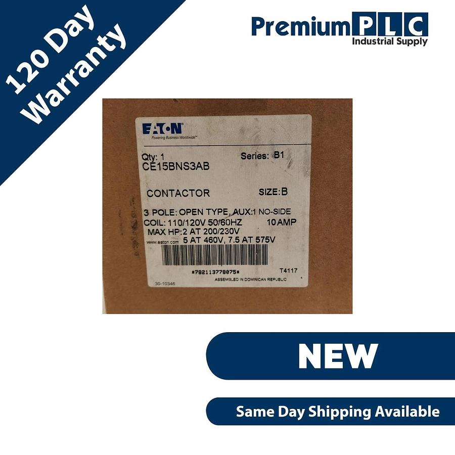 Used NEW CUTLER HAMMER EATON CE15BNS3AB XT IEC CONTACTOR SER B1 SIZE B 120V COIL 10A