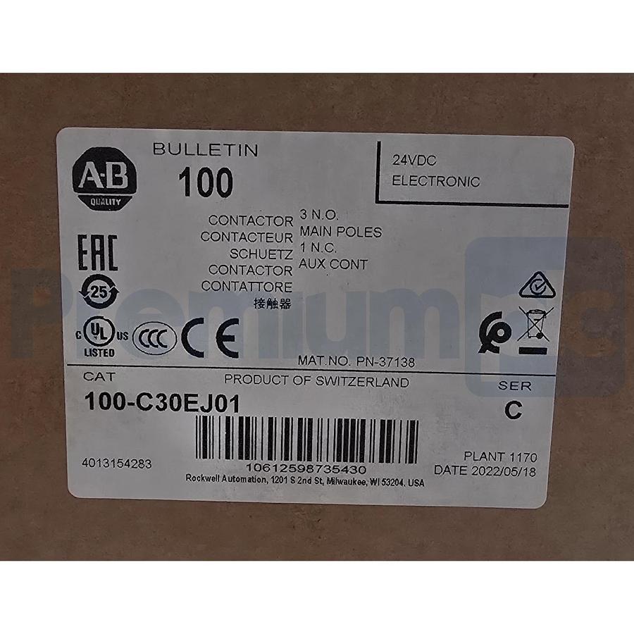 Allen-Bradley 100-C30EJ01 /C IEC Contactor 30A 3-Pole 24VDC Coil 100C30EJ01 NSMP