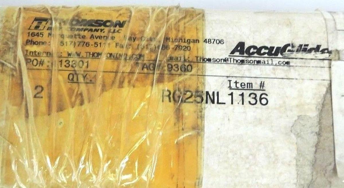 Used LOT OF 2 NEW THOMSON RG25NL1136 ACCUGLIDE LINEAR GUIDE RAILS 43-805-0710, 1136