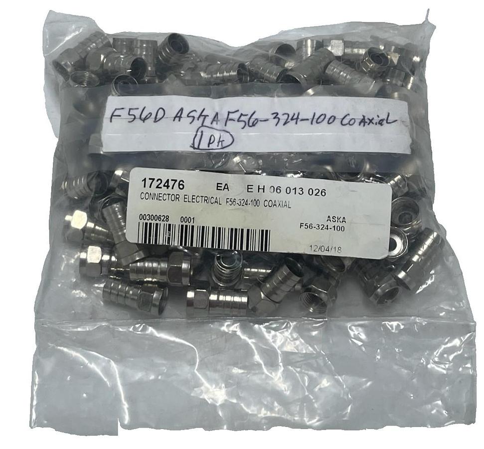 100 Pack of TruSpec F56-324T RG6 Coaxial F-Type Crimp-On Connectors - Tin Plate
