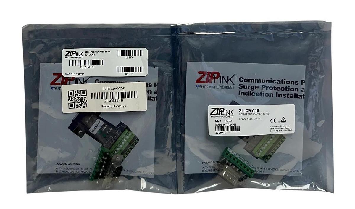 Used 2 AUTOMATIONDIRECT ZIPLink ZL-CMA15 / ZLCMA15 COMM PORT ADAPTERS 15-PIN NSFS