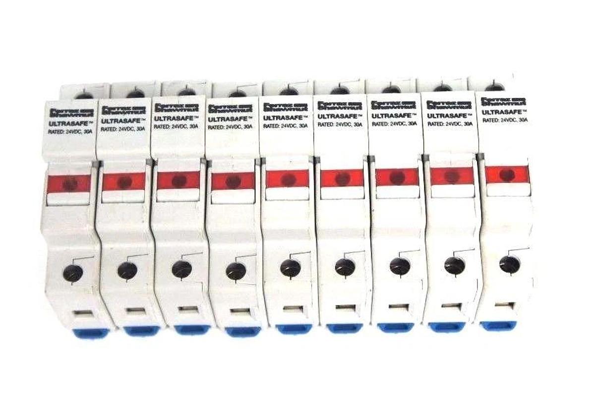 Used LOT OF 9 FERRAZ SHAWMUT USM1I-DC24 ULTRA SAFE FUSE HOLDERS 24VDC, 30A