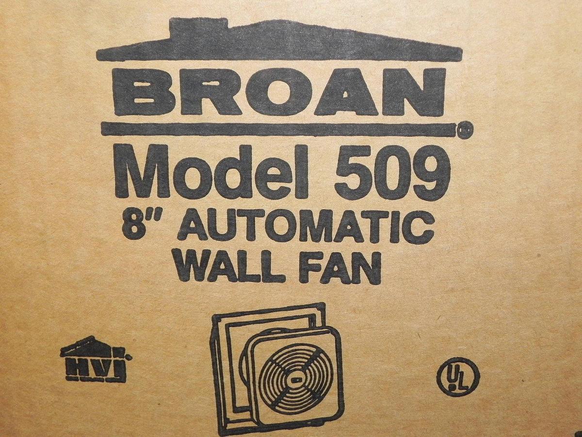 Used NIB 509 8" BROAN AUTOMATIC WALL FAN *MISSING GRILLE COVER*