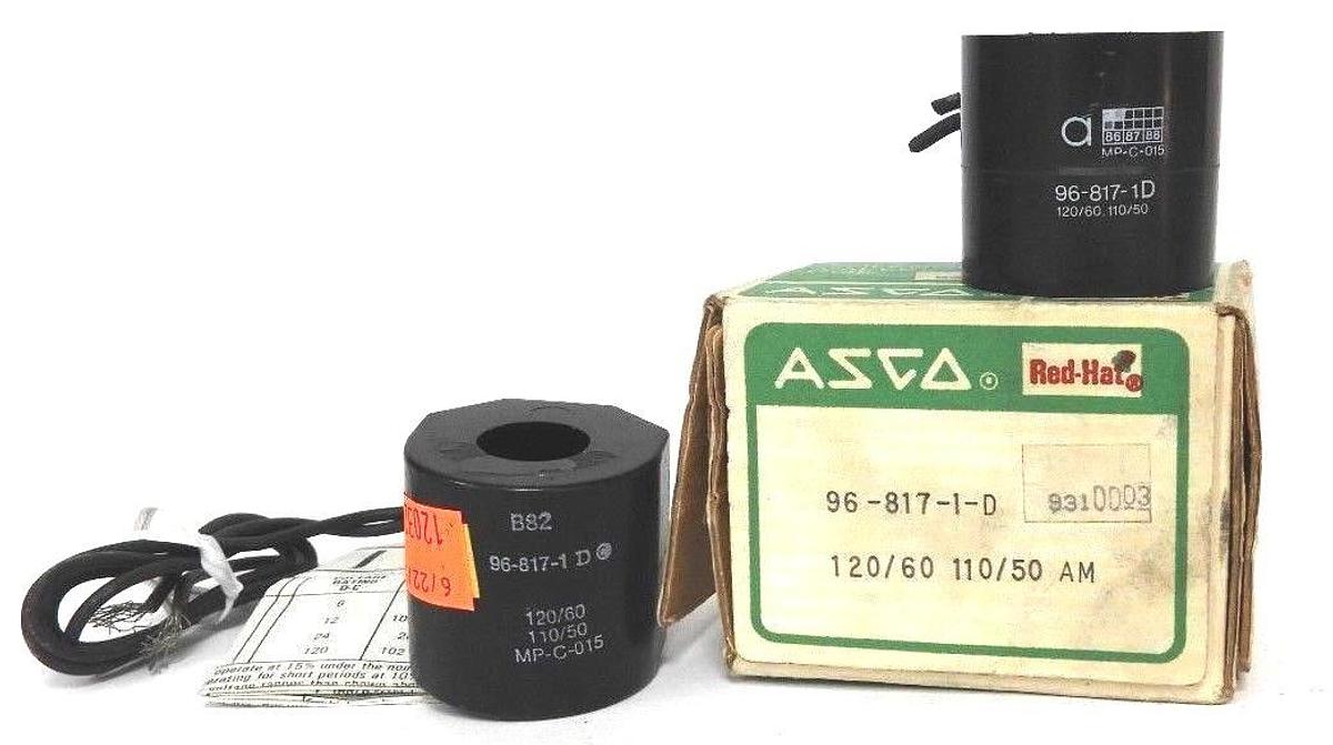 Used LOT OF 2 ASCO 96-817-1-D SOLENOID COILS 110/120VAC 50/60HZ, 968171D