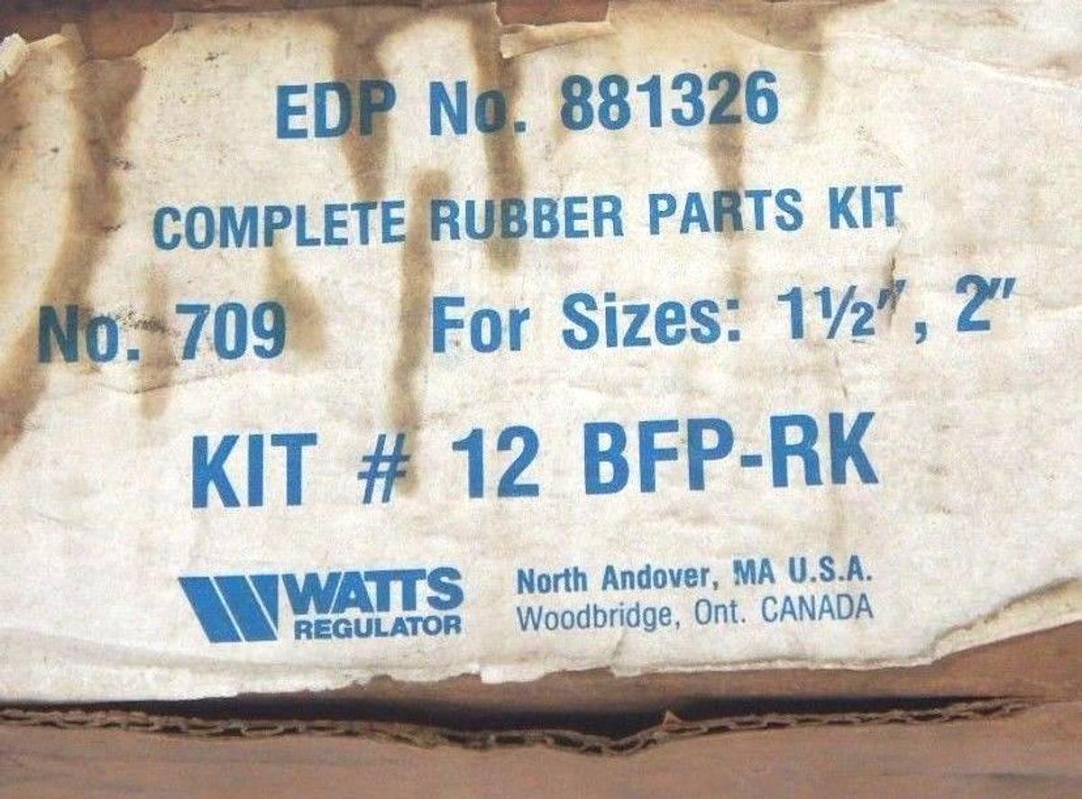 Used NIB WATTS EDP NO. 881326 RUBBER PARTS KIT NO. 709 KIT #: 12 BFP-RK