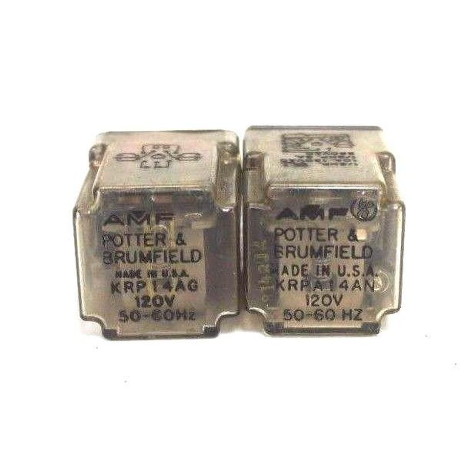 Used LOT OF 2 POTTER & BRUMFIELD RELAYS KRP14AG , KRPA14AN 120V, 50-60HZ