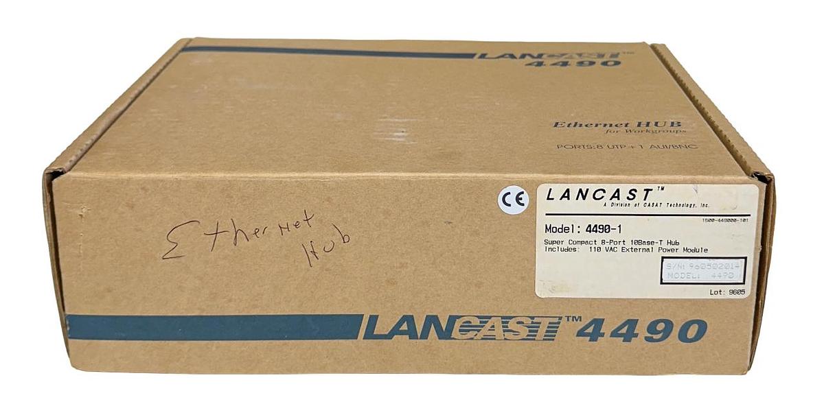 Used NEW LANCAST 4490-1 / 4490 SUPER COMPACT 8-PORT EtherNet HUB 110VAC POWER MODULE