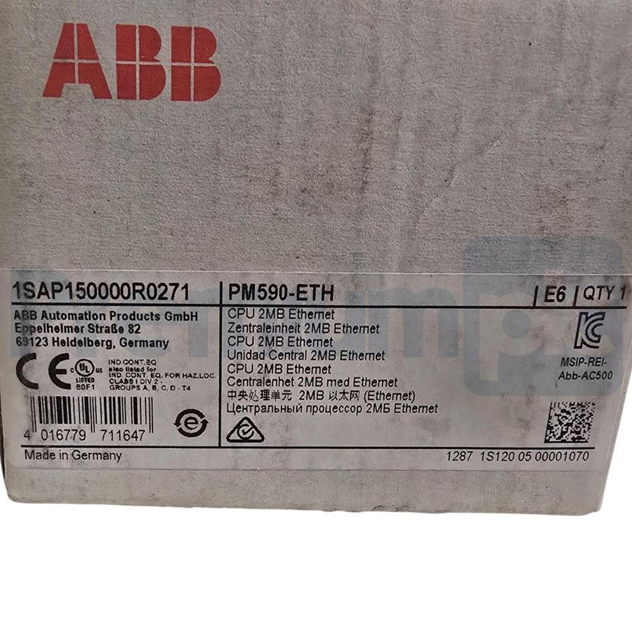 Used ABB PM590-ETH | 1SAP150000R0271 AC500 Processor Module 2MB ENet 2xRS232/485 NSMP