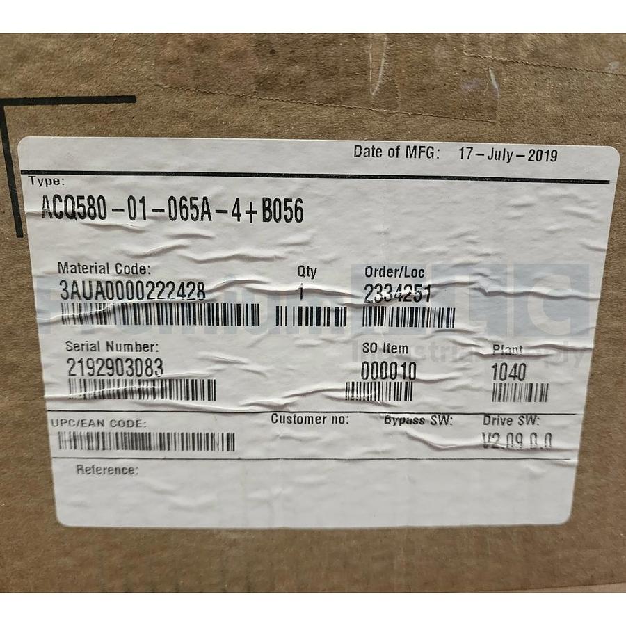 Used NEW ABB ACQ580-01-065A-4+B056 / 3AUA0000222428 AC DRIVE VFD 50HP 460V w/ACH-AP-H