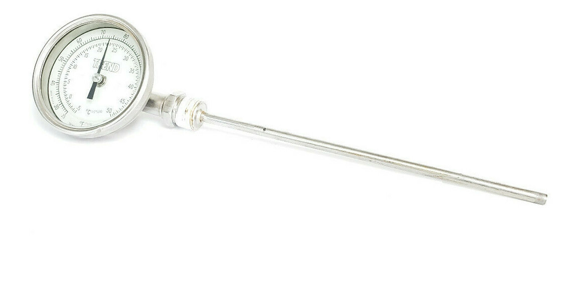 Used TREND INSTRUMENTS 25 TO 125 DEG F / -5 TO 50 DEG C THERMOMETER, 9" STEM