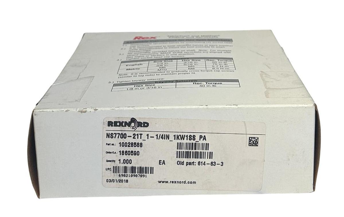 REXNORD NS7700-21T_1-1/4IN_1KW1SS_PA / 10028588 SPROCKET 614-63-3 1-1/2'' B NSMP