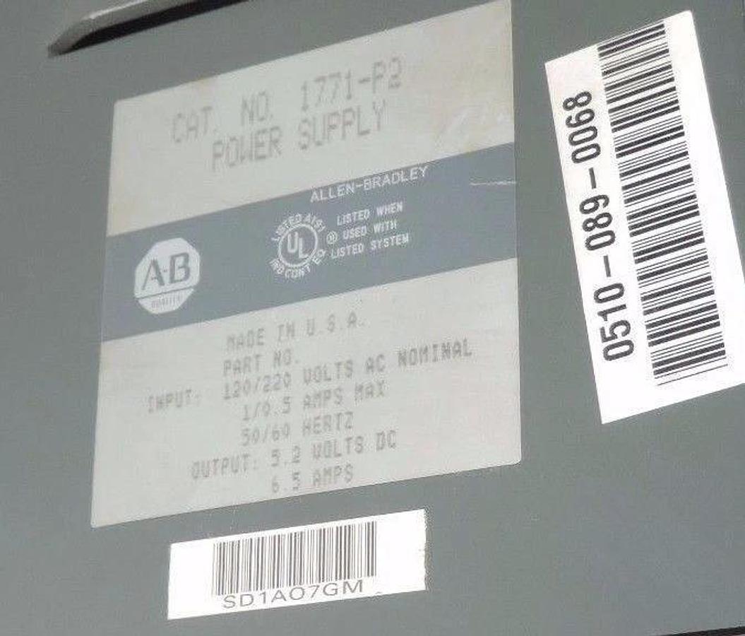 Used ALLEN BRADLEY 1771-A4B 16 SLOT I/O CHASSIS W/ 1771-P2 POWER SUPPLY