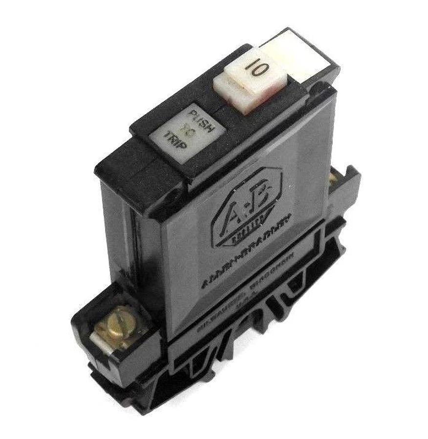 Used ALLEN BRADLEY 1492-G100 CIRCUIT BREAKER SERIES B, 10A, 250VAC, 1492G100