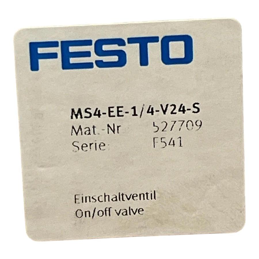 Festo MS4-EE-1/4-V24-S On-Off Valve 527709 Electrical 24VDC G1/4