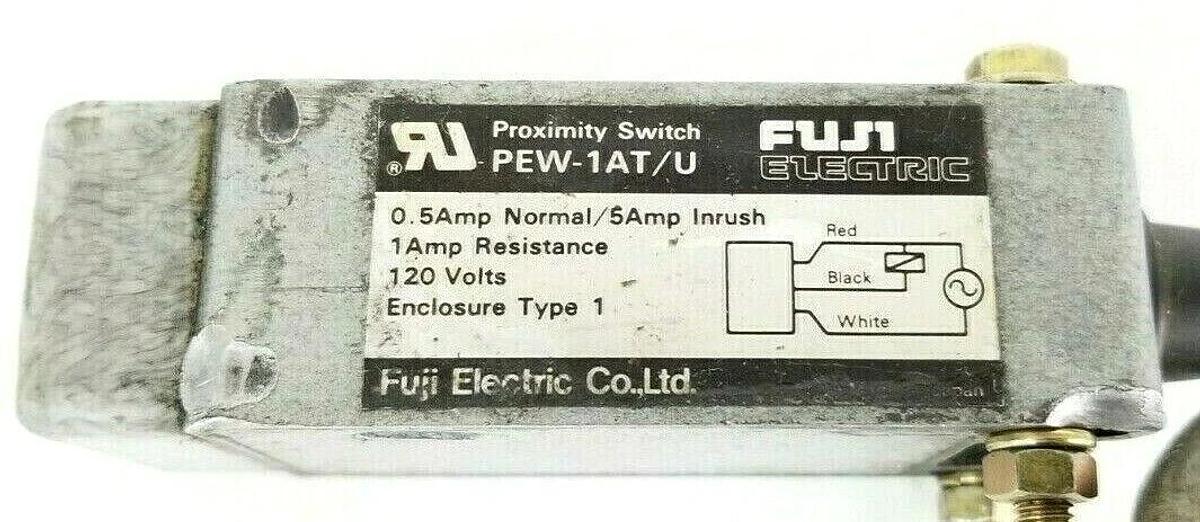 Used FUJI ELECTRIC PEW-1AT/U PROXIMITY SWITCH W/ 18.5 IN. CABLE 0.5A/5A 120V