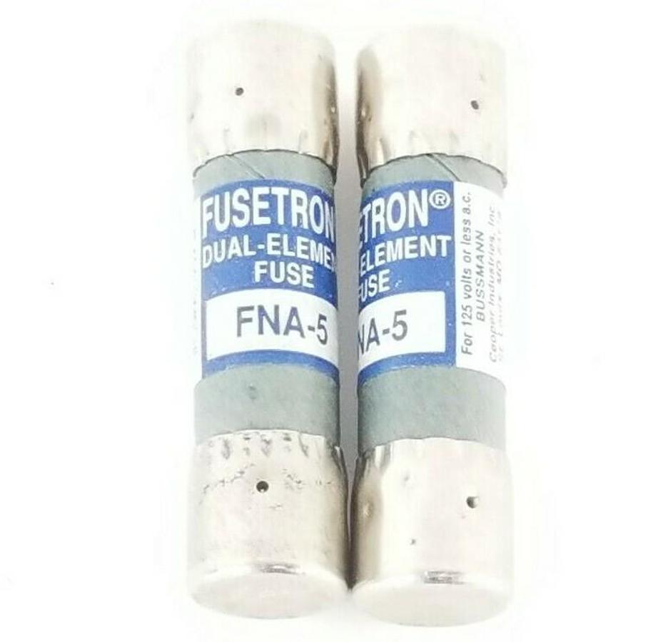 Used LOT OF 2 NEW COOPER BUSSMANN FNA-5 FUSETRON DUAL ELEMENT FUSES FNA5