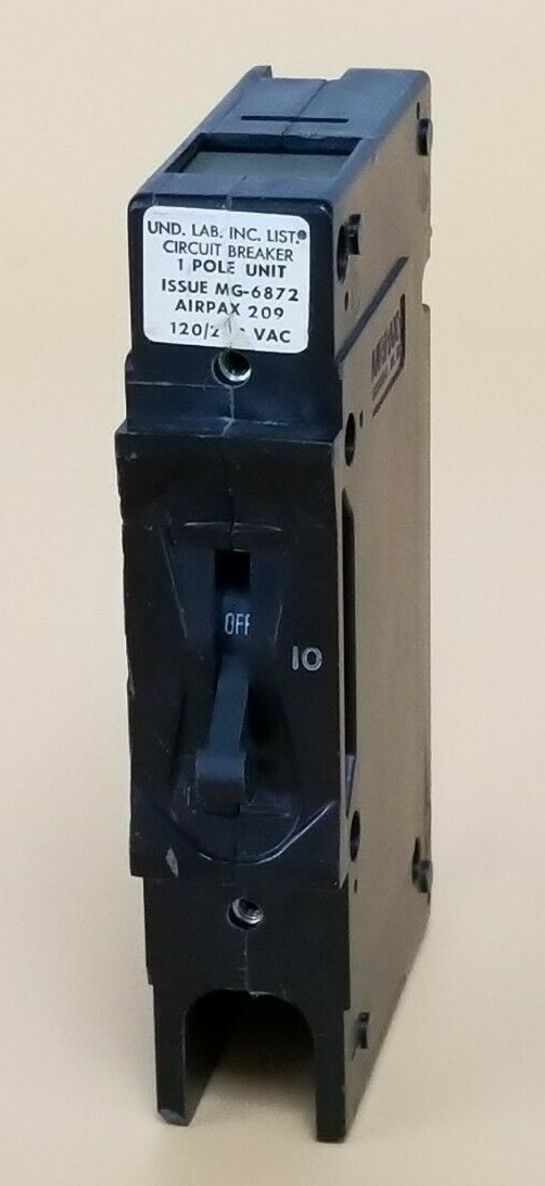 Used SENSATA / AIRPAX 209-1-1-62-4-8-10 CIRCUIT BREAKER LR26229 1P MG-6872 120/240VAC