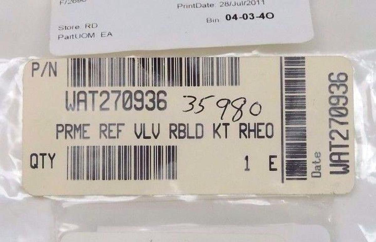 NIB WATERS WAT270936 PRME REF VLV RBLD KIT RHEO