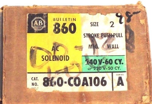 Used NIB ALLEN BRADLEY 860-COA106 SER. A AC SOLENOID SIZE 2 240V-60 CY., 220V-50 CY.