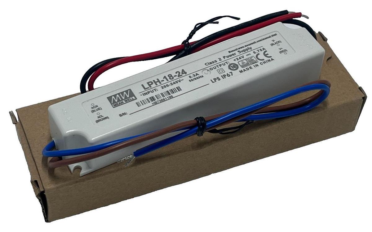 Used MEAN WELL LPH-18-24 LED Switching Power Supply 24VDC 0.75A 18W IP67 Waterproof