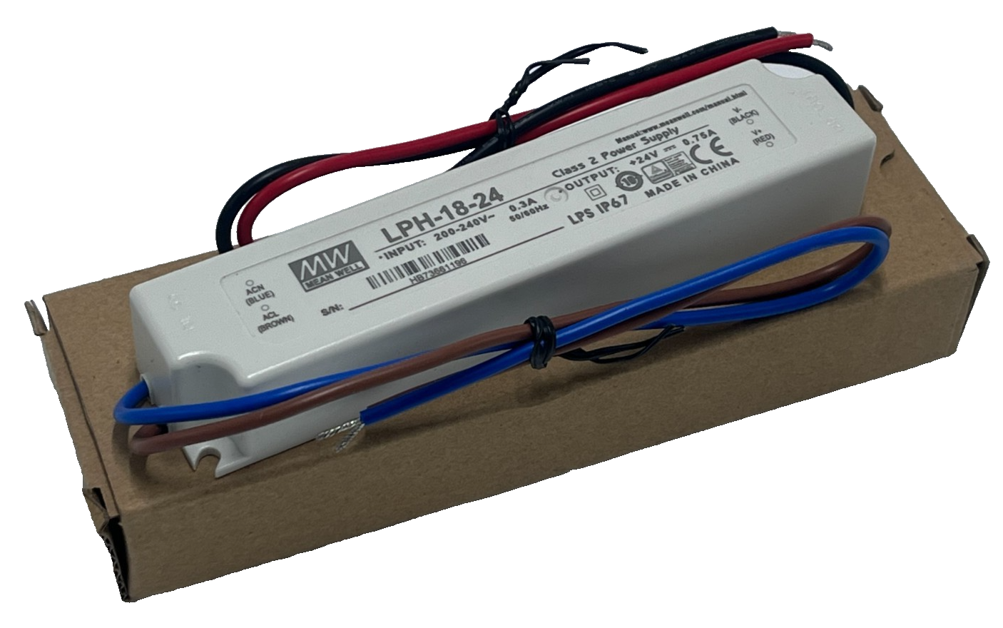 Used MEAN WELL LPH-18-24 LED Switching Power Supply 24VDC 0.75A 18W IP67 Waterproof
