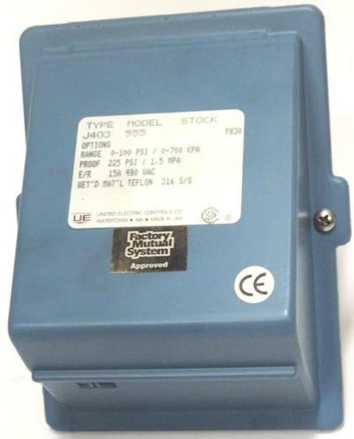 Used NEW UNITED ELECTRIC TYPE J403 MODEL 555 PRESSURE SWITCH J403555 RANGE: 0-100 PSI