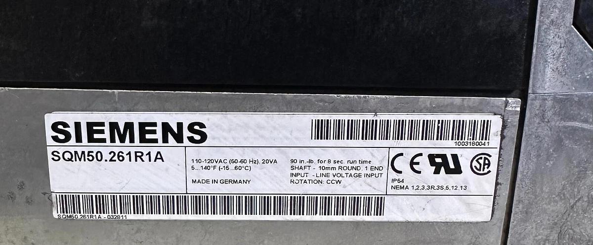 Used SIEMENS SQM50.261R1A / SQM50261R1A ROTARY ACTUATOR 110/120VAC 50/60Hz 20VA