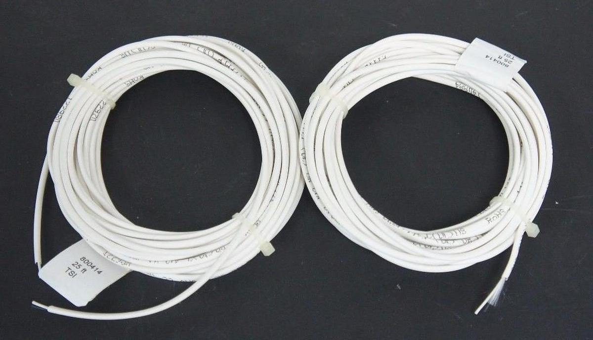LOT OF 2 NEW GENERIC 800414 WHITE CABLES 22 AWG, 2 CONDUCTOR, 25'