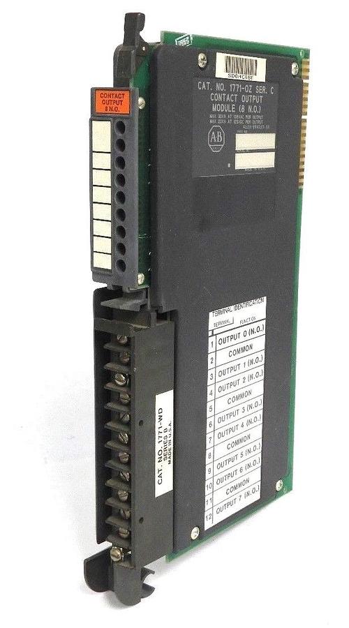 Used ALLEN BRADLEY 1771-OZ CONTACT OUTPUT MODULE (8 N.O) SER. C W/ 1771-WD
