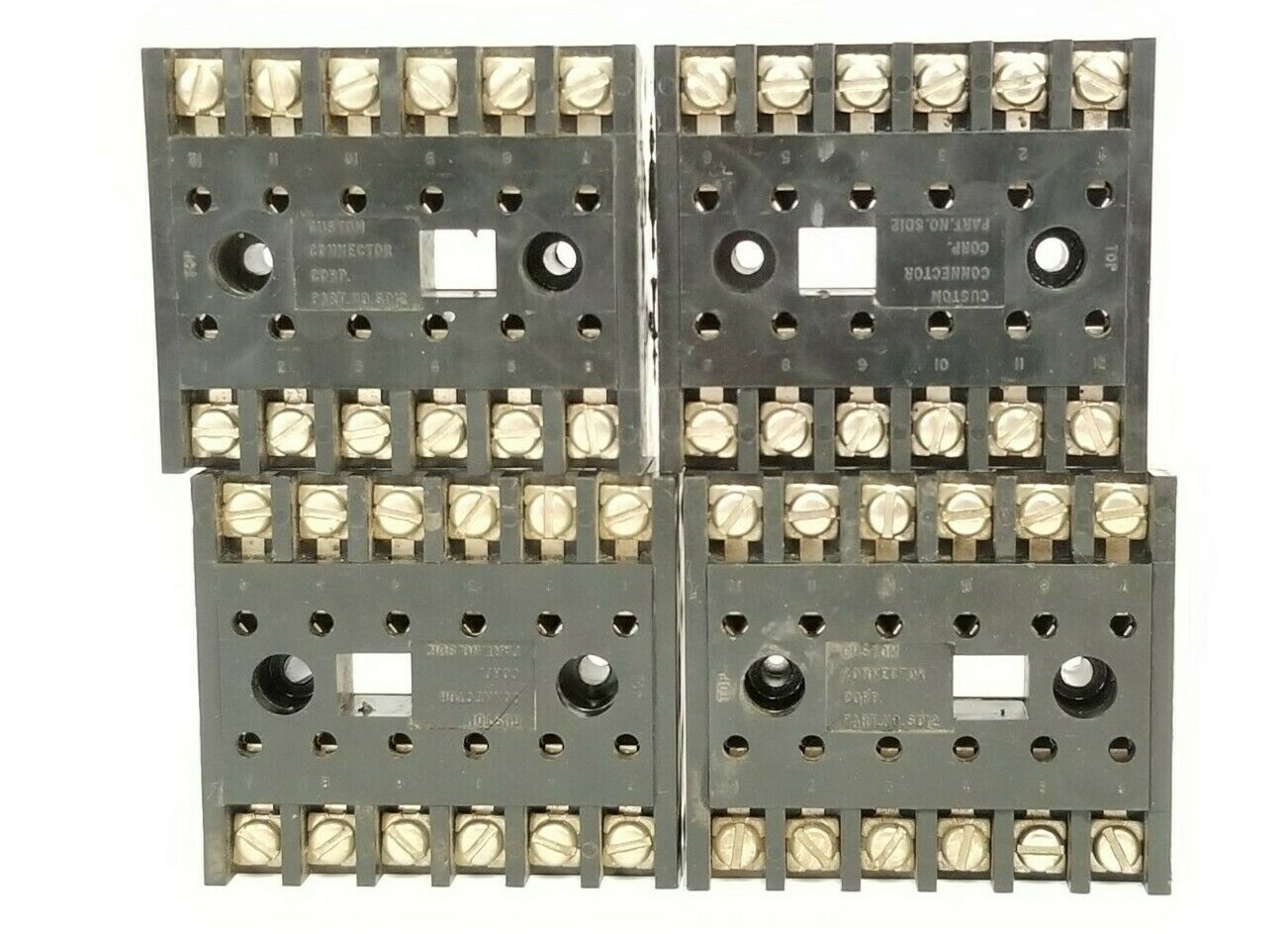 Used LOT OF 4 CUSTOM CONNECTOR CORP. SD12 RELAY BASES