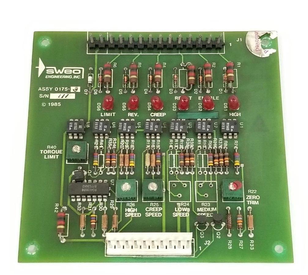 Used SWEO ENGINEERING INC. 0175-3 CONTROL BOARD 0177-2 REV. B