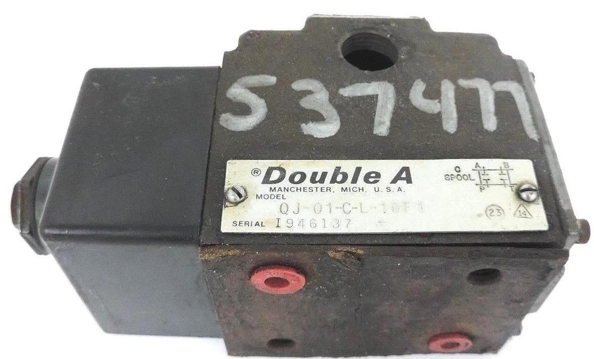 Used VICKERS DOUBLE A QJ-01-C-L-10F1 HYDRAULIC VALVE W/ DECCO 11-403 COIL
