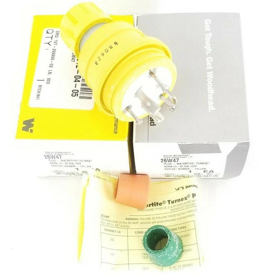 Used LOT OF 2 NIB DANIEL WOODHEAD 26W47 PLUG-WATERTITE TURNEX YELLOW