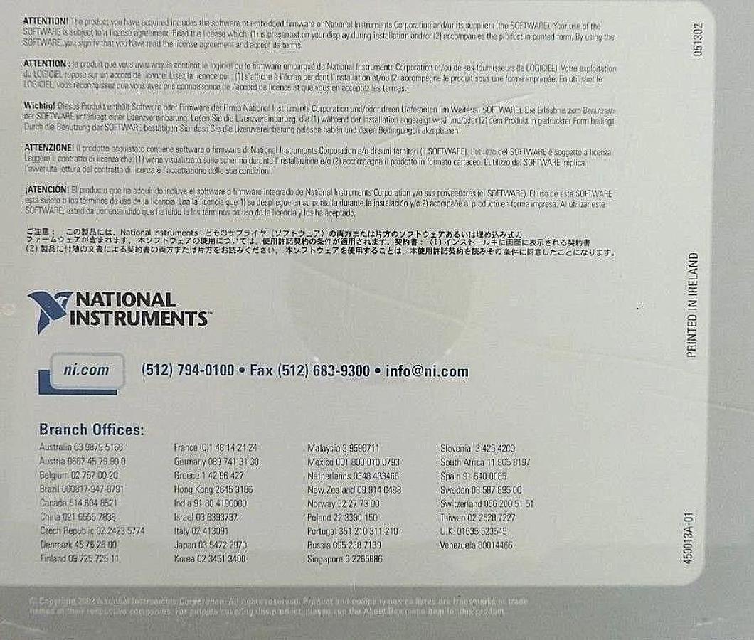 NEW NATIONAL INSTRUMENTS 500445T-00 NI-DAQ SOFTWARE FOR WINDOWS 2000/NT/XP/Me/9X