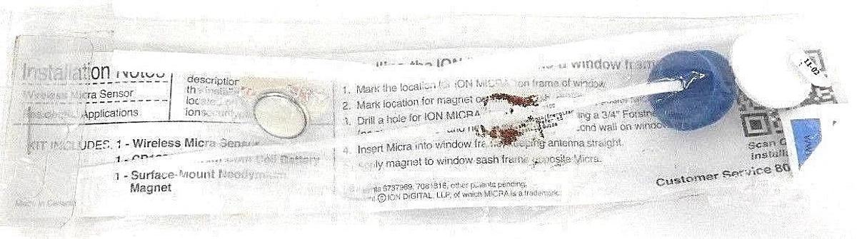 Used NEW ION MICRA-2GIG WIRELESS WINDOW SECURITY SENSOR 0001370