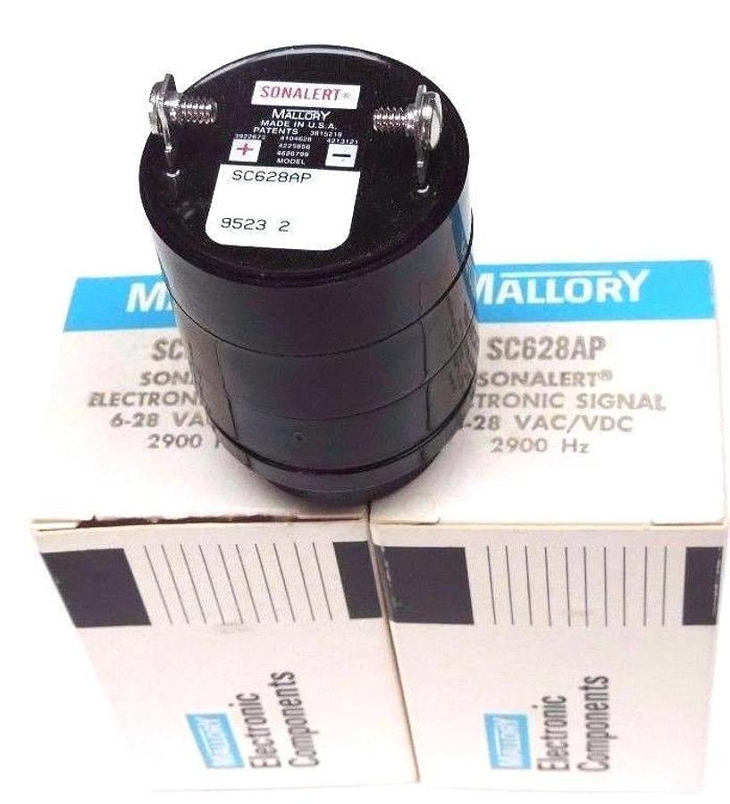 Used LOT OF 2 NIB MALLORY SC628AP SONALERT ELECTRONIC SIGNAL 6-28 VAC/VDC, 2900 HZ