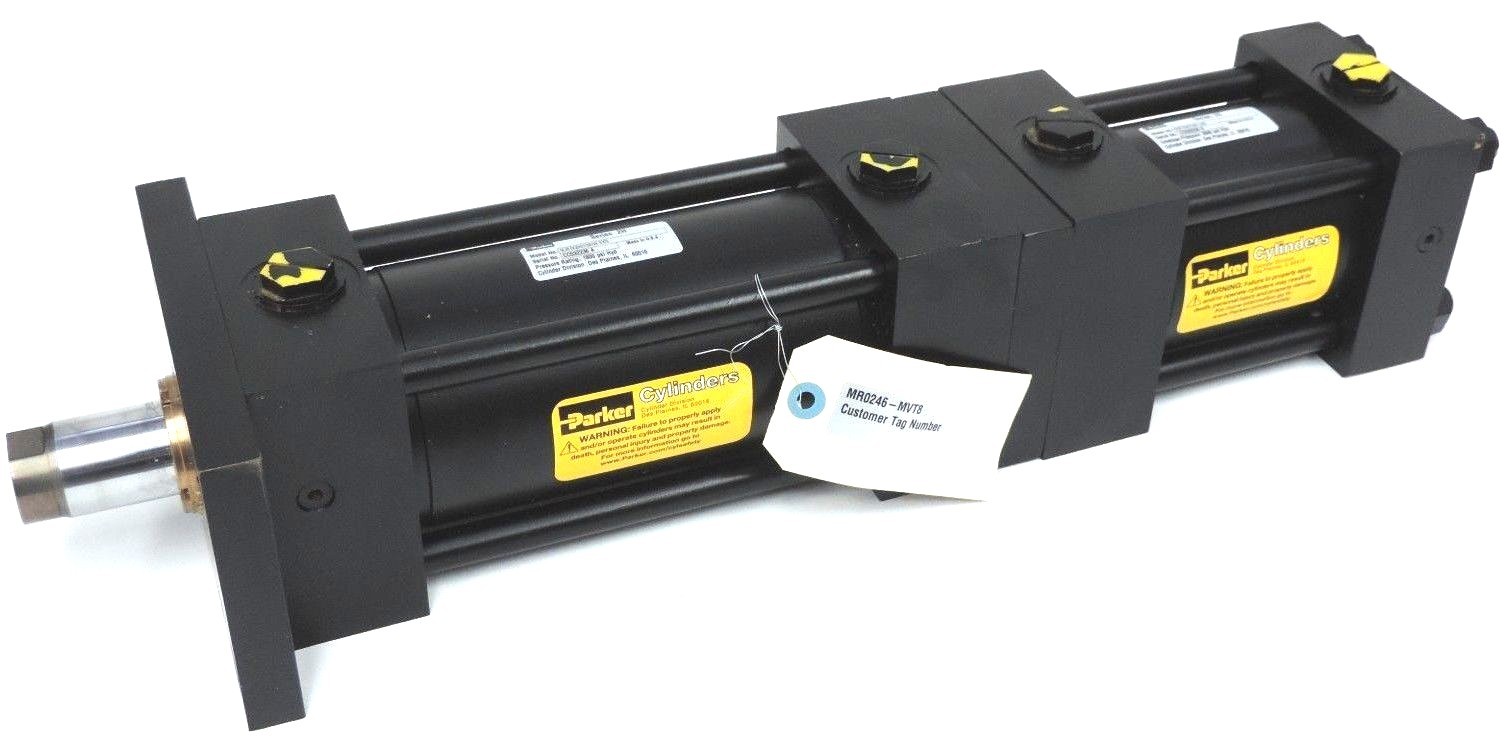 Used NEW PARKER 2 STAGE HYDRAULIC CYLINDER SER. 2H, BORE: 03.25 STROKE: 5.375, 2.250