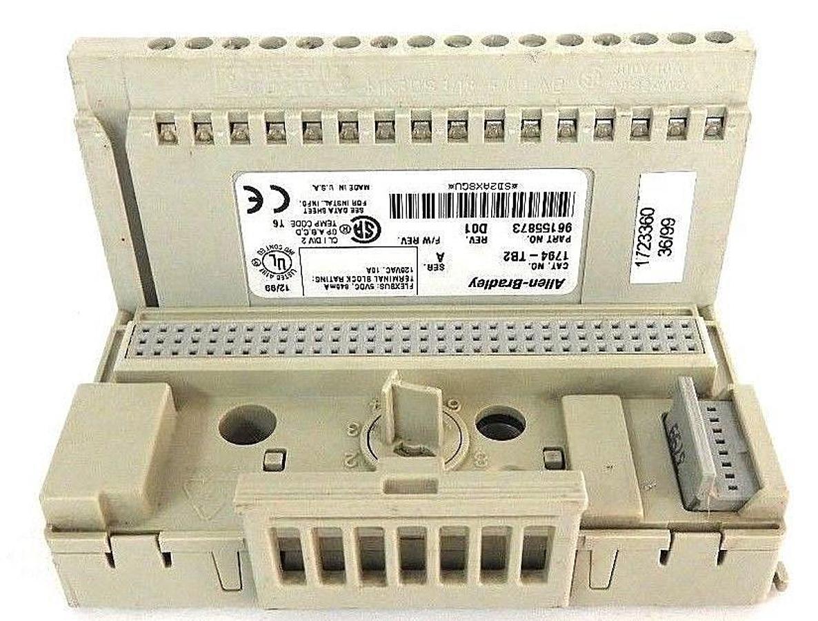Used ALLEN BRADLEY 1794-TB2 FLEXBUS TERMINAL BASE SER. A, REV. D01, 96155873