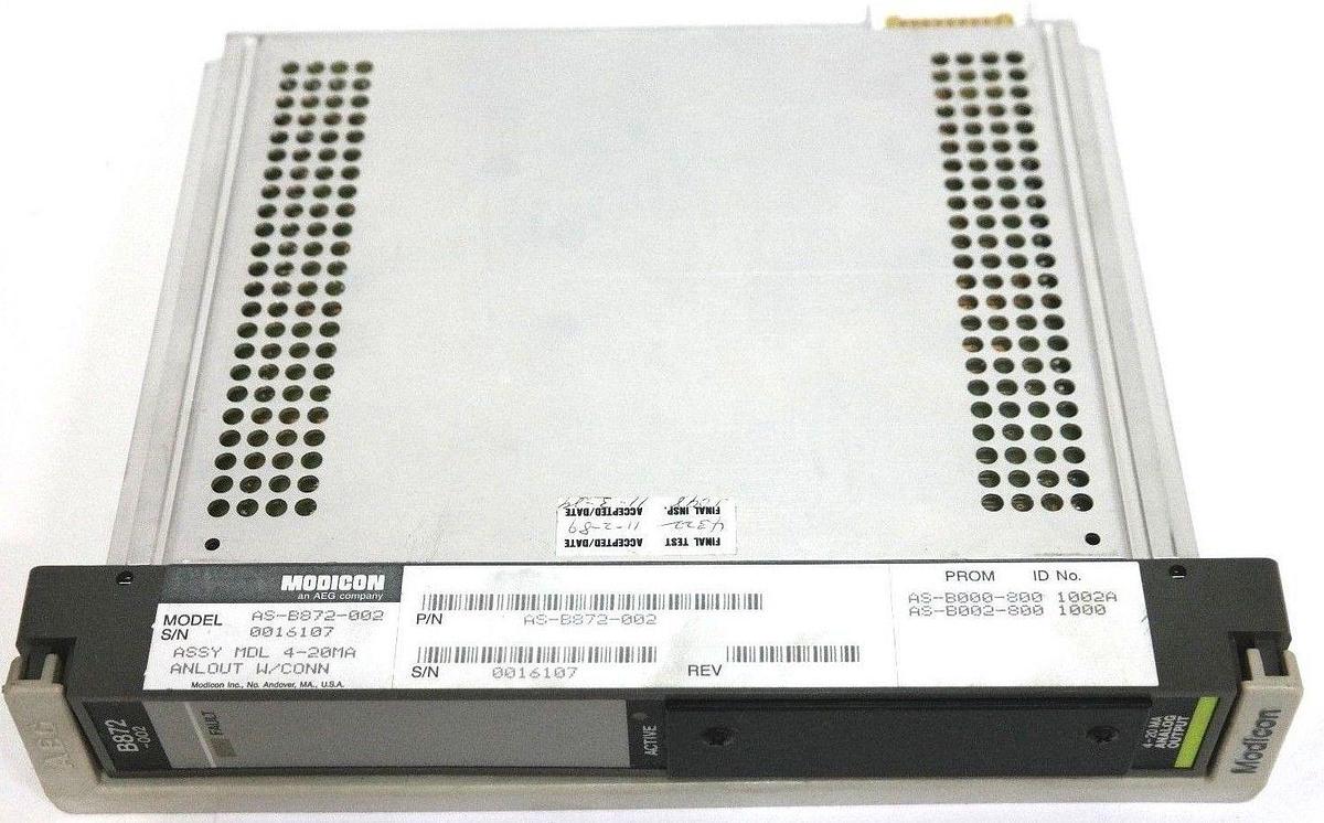 Used MODICON AEG AS-B872-002 OUTPUT MODULE ANALOG 4-20MA 4PT, ASB872002