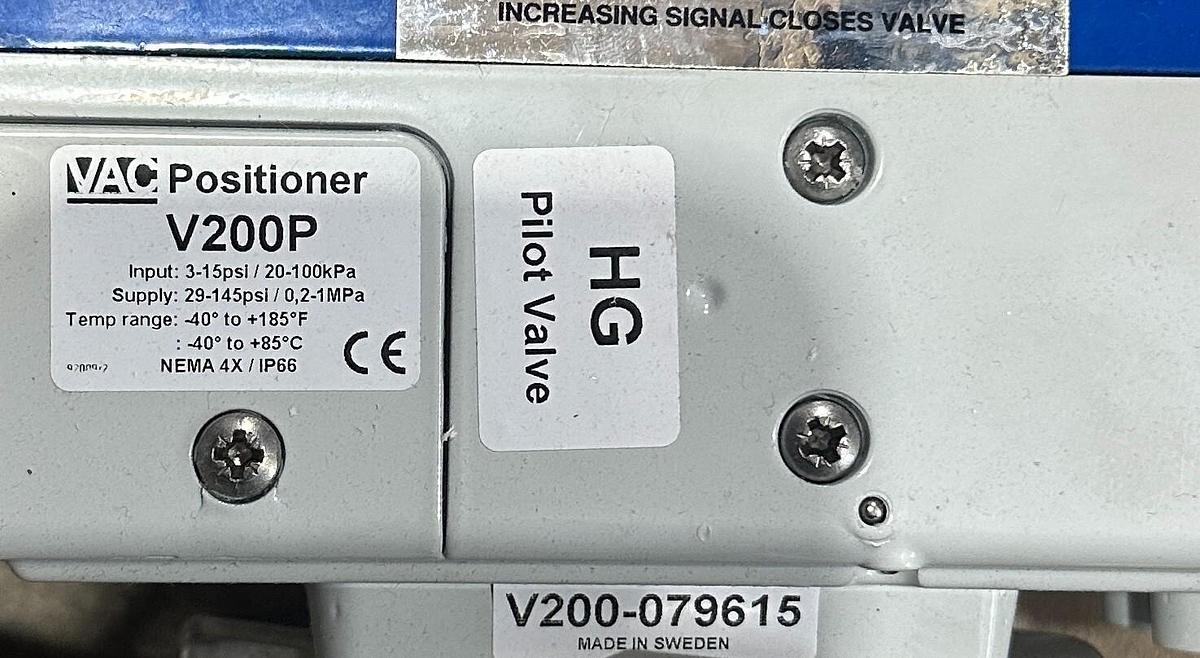 Used DeZURIK 9724742R001 ROTARY CONTROL VALVE (RCV) ACTUATOR SIZE: 1.5" W/VAC V200P
